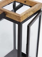 Black Bronx Large Wood And Glass Lantern - Image 2 of 5