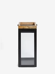 Black Bronx Large Wood And Glass Lantern - Image 4 of 5