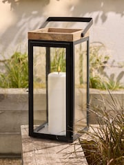Black Bronx Extra Large Wood And Glass Lantern - Image 1 of 8