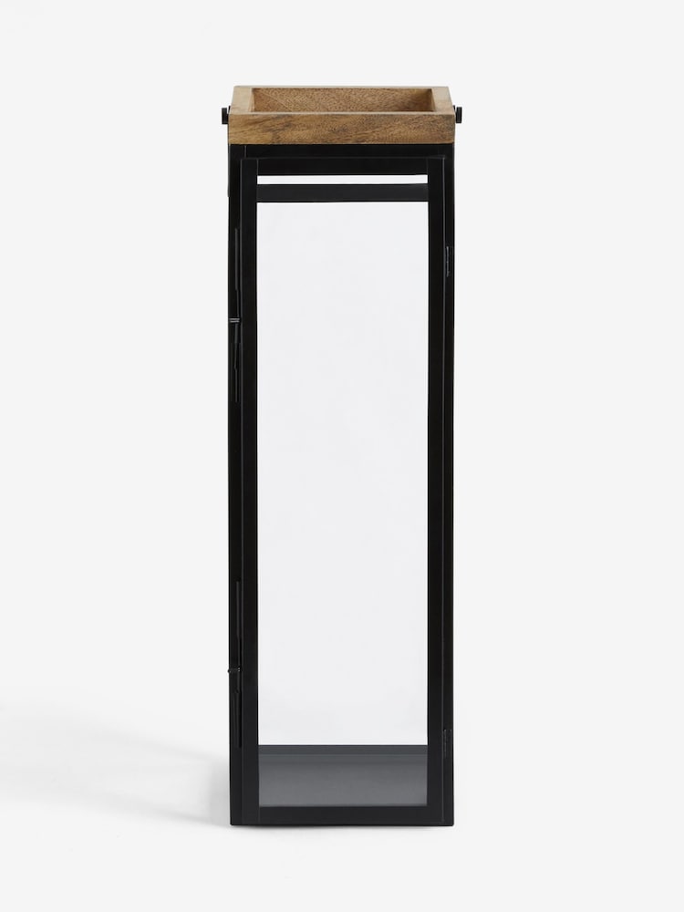 Black Bronx Extra Large Wood And Glass Lantern - Image 7 of 8