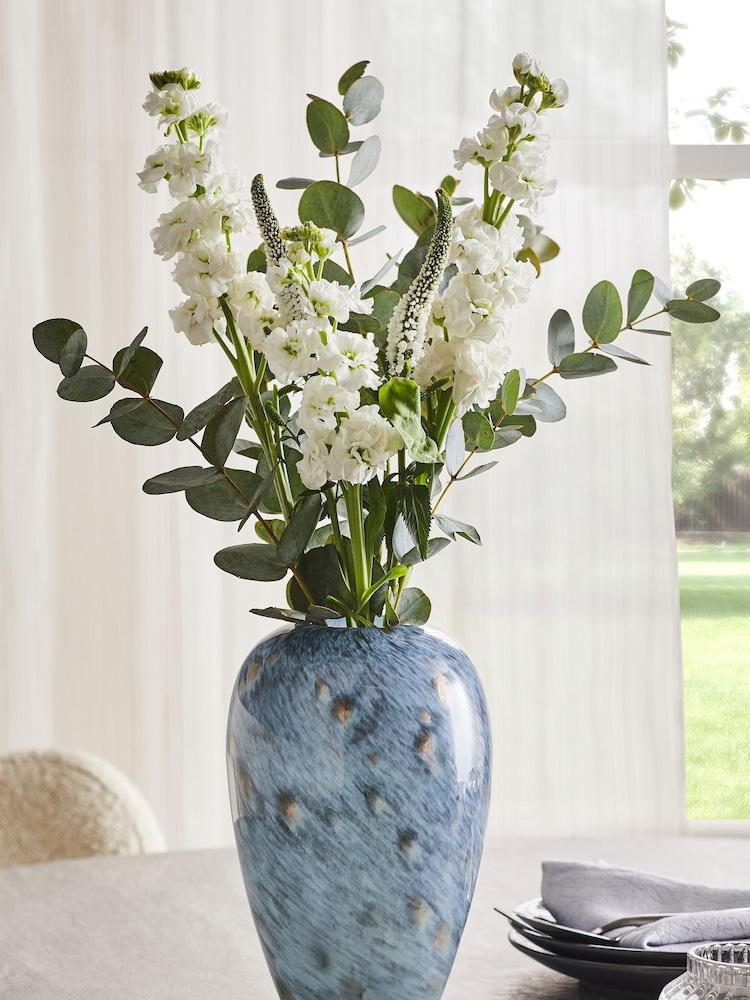 Navy Glass Confetti Textured Flower Vase - Image 1 of 3