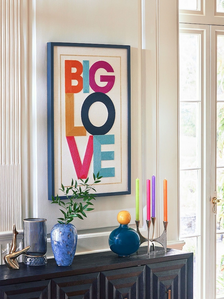 Navy Glass Confetti Textured Flower Vase - Image 2 of 3