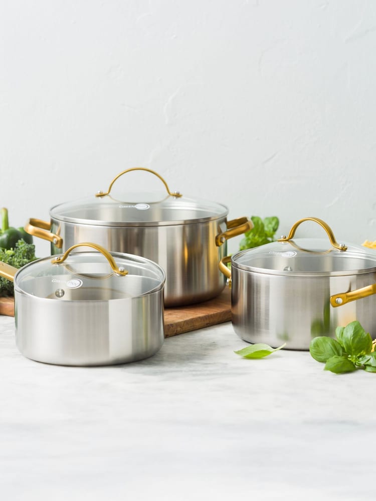 Green Pan 3 Piece Stainless Steel Padova Reserve Uncoated Pan Set - Image 1 of 6