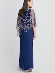 Gina Bacconi Blue Sephora Chiffon Tank Dress With Asymmetric Capelet - Image 2 of 5