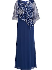 Gina Bacconi Blue Sephora Chiffon Tank Dress With Asymmetric Capelet - Image 5 of 5