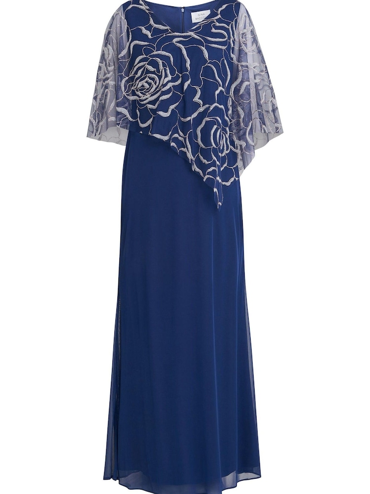 Gina Bacconi Blue Sephora Chiffon Tank Dress With Asymmetric Capelet - Image 5 of 5