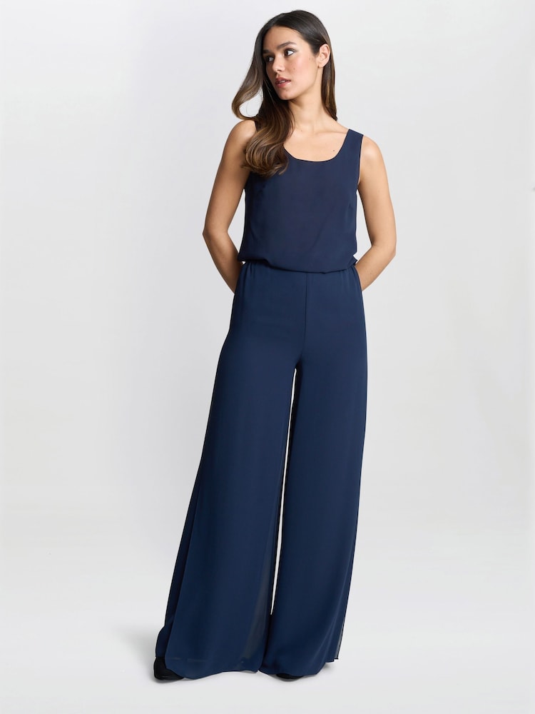 Gina Bacconi Chiffon Layered Slit Trousers - Image 1 of 5