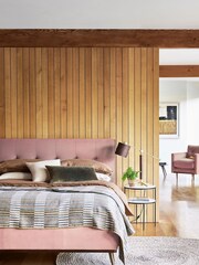 Swoon Opulent Velvet Blush Pink Klee Upholstered Ottoman Storage Bed Frame - Image 3 of 5