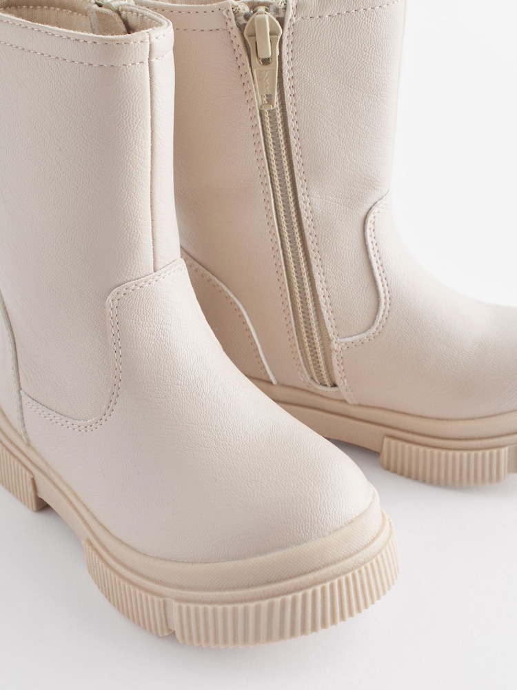 Beige Neutral Tall Chunky Boots - Image 8 of 8