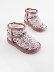 Pink Glitter Mini Faux Fur Lined Water Repellent Pull-On Boots - Image 1 of 5
