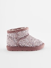 Pink Glitter Mini Faux Fur Lined Water Repellent Pull-On Boots - Image 2 of 5