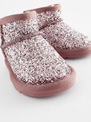 Pink Glitter Mini Faux Fur Lined Water Repellent Pull-On Boots - Image 5 of 5