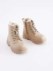 Beige Warm Lined Lace-Up Boots - Image 1 of 5