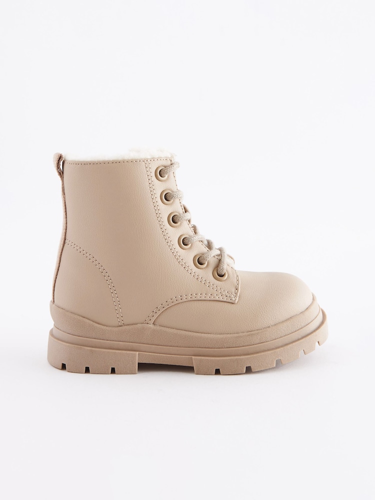 Beige Warm Lined Lace-Up Boots - Image 2 of 5