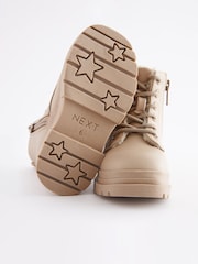 Beige Warm Lined Lace-Up Boots - Image 4 of 5