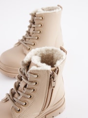 Beige Warm Lined Lace-Up Boots - Image 5 of 5