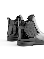 Black Patent Leather Standard Fit (F) Scallop Chelsea Boots - Image 4 of 5