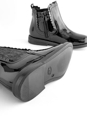 Black Patent Leather Standard Fit (F) Scallop Chelsea Boots - Image 5 of 5