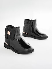 Black Patent Bow Ankle Boots - Image 1 of 6