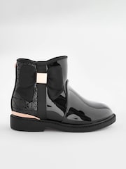 Black Patent Bow Ankle Boots - Image 2 of 6