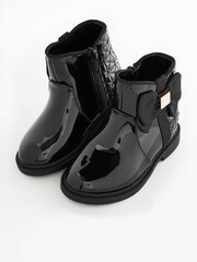 Black Patent Bow Ankle Boots - Image 3 of 6