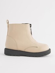 Off White Zip Front Charm Detail Ankle Boots - Image 2 of 6