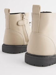 Off White Zip Front Charm Detail Ankle Boots - Image 5 of 6