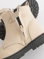 Off White Zip Front Charm Detail Ankle Boots - Image 6 of 6