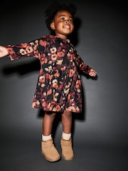 Tan Brown Faux Fur Lined Water Repellent Pull-On Suede Boots - Image 2 of 8