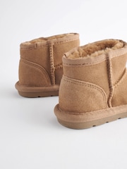 Tan Brown Faux Fur Lined Water Repellent Pull-On Suede Boots - Image 8 of 8