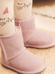 Pink Suede Tall Faux Fur Lined Water Repellent Pull-On Suede Boots - Image 1 of 7