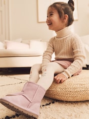 Pink Suede Tall Faux Fur Lined Water Repellent Pull-On Suede Boots - Image 2 of 7