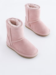 Pink Suede Tall Faux Fur Lined Water Repellent Pull-On Suede Boots - Image 3 of 7
