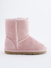 Pink Suede Tall Faux Fur Lined Water Repellent Pull-On Suede Boots - Image 4 of 7