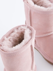 Pink Suede Tall Faux Fur Lined Water Repellent Pull-On Suede Boots - Image 7 of 7