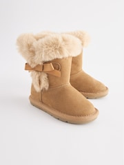 Tan Brown Suede Water Repellent Pull-On Boots - Image 6 of 6