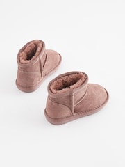 Rose Pink Mini Faux Fur Lined Water Repellent Pull-On Suede Boots - Image 5 of 7