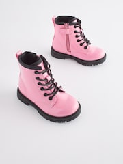 Pink Standard Fit (F) Warm Lined Lace-Up Boots - Image 1 of 6