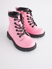 Pink Standard Fit (F) Warm Lined Lace-Up Boots - Image 2 of 6