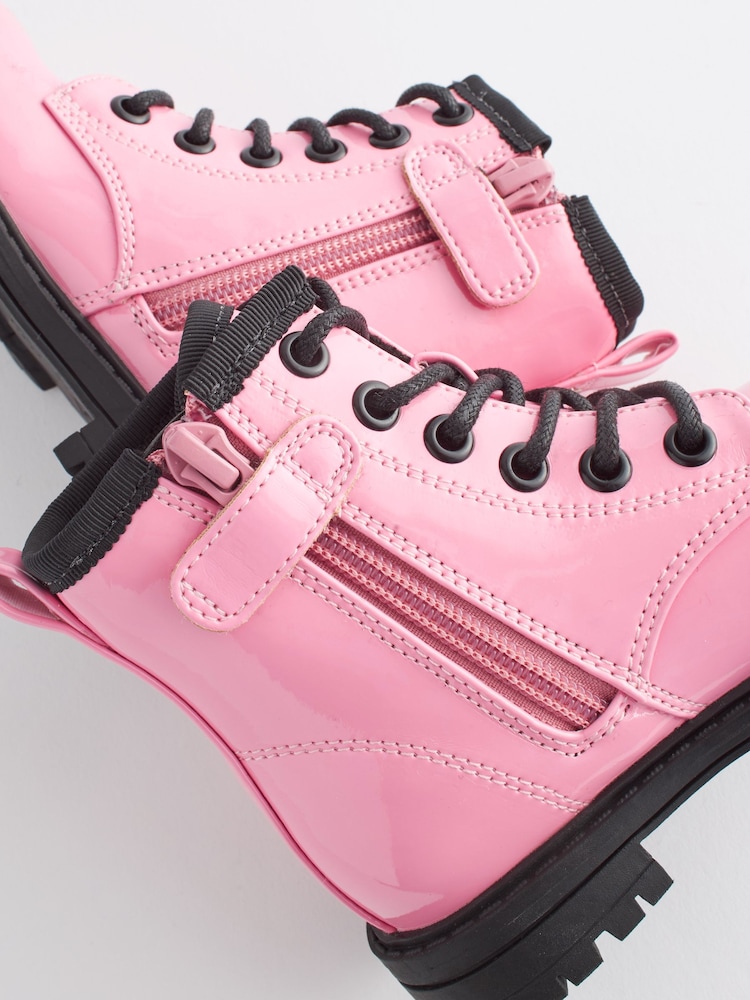 Pink Standard Fit (F) Warm Lined Lace-Up Boots - Image 6 of 6