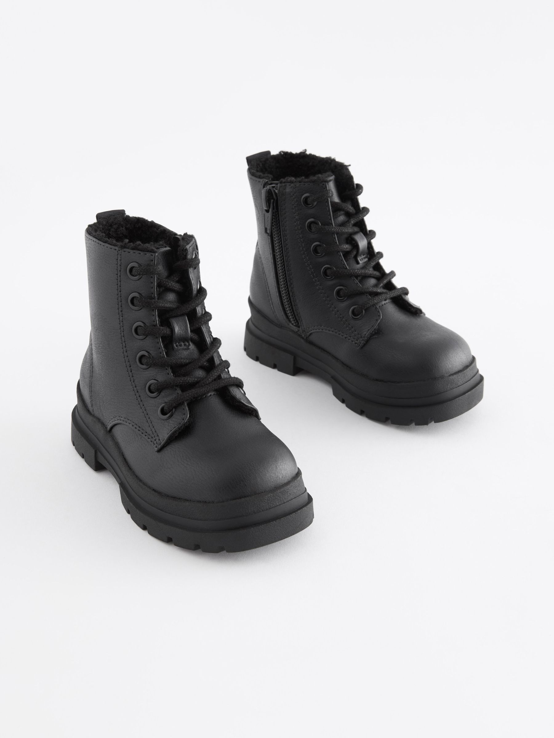 Buy Black Warm Lined Lace Up Boots from Next Luxembourg