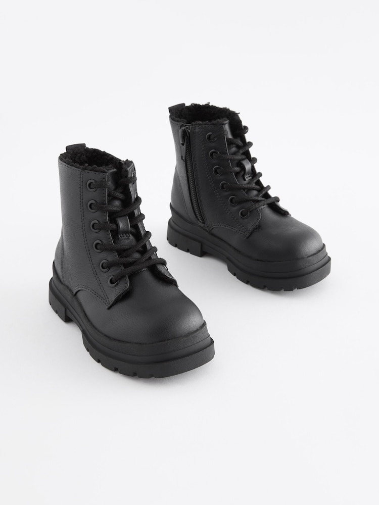 Schwarz - Warm gefütterte Schnürstiefel - Bild 1 von 5