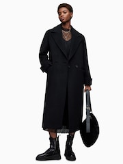 AllSaints Black Mabel Coat - Image 1 of 7