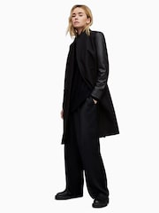 AllSaints Black Wool Sidney Lea Coat - Image 5 of 8