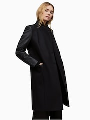 AllSaints Black Wool Sidney Lea Coat - Image 6 of 8