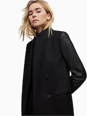 AllSaints Black Wool Sidney Lea Coat - Image 7 of 8