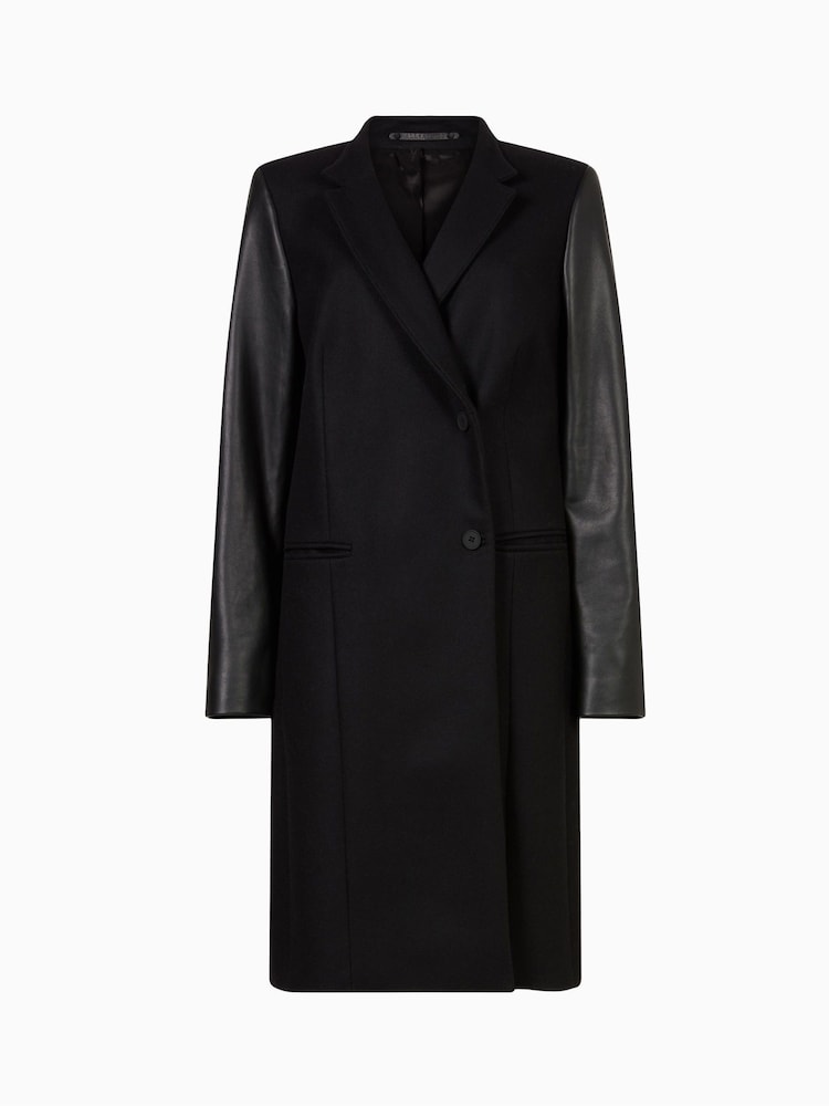 AllSaints Black Wool Sidney Lea Coat - Image 8 of 8