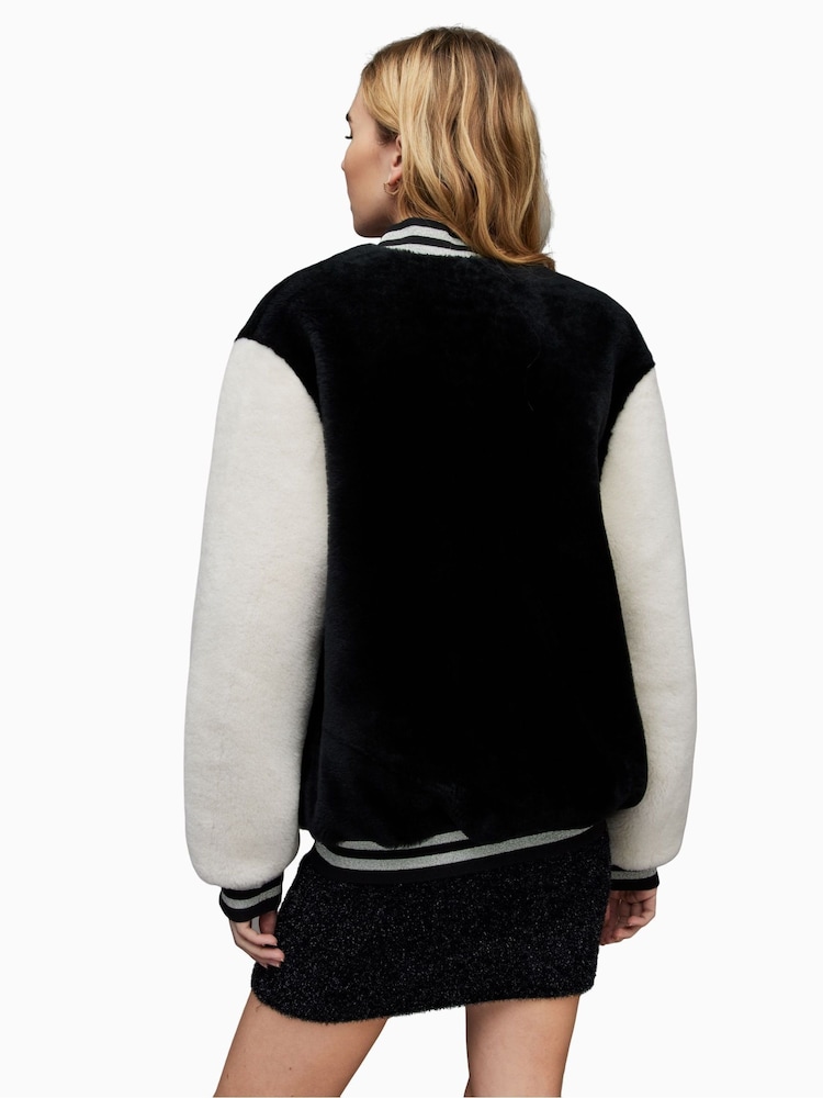 AllSaints Black Dinah Baseball Jacket - Image 2 of 7