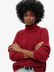 Superdry Red Slouchy Stitch Roll Neck Knit Jumper - Image 3 of 7