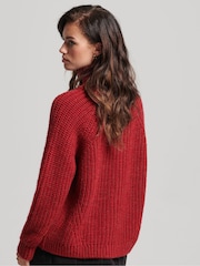 Superdry Red Slouchy Stitch Roll Neck Knit Jumper - Image 4 of 7